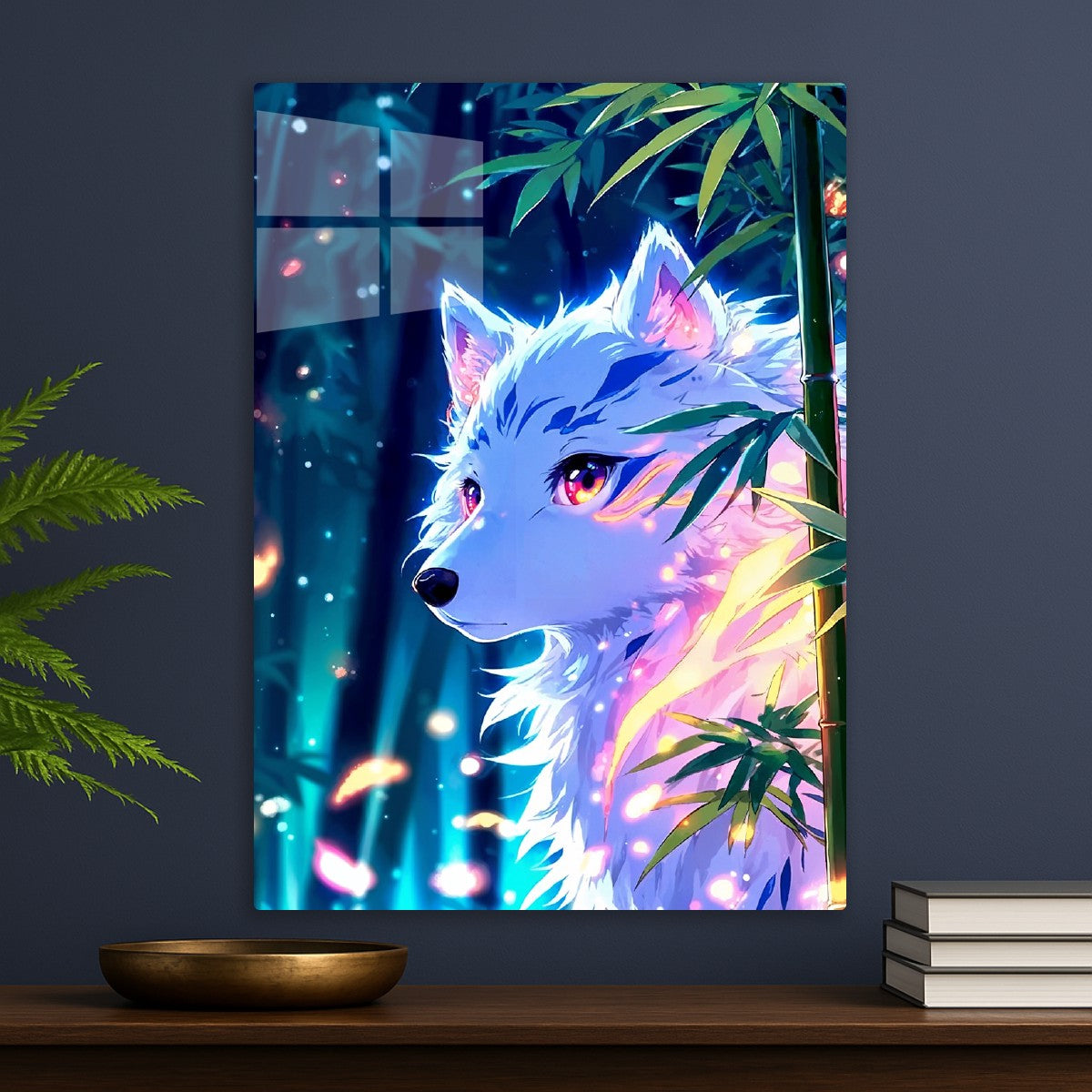Mystic White Wolf in Bamboo