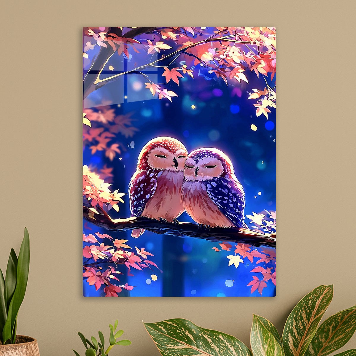 Loving Owls in Sakura Light