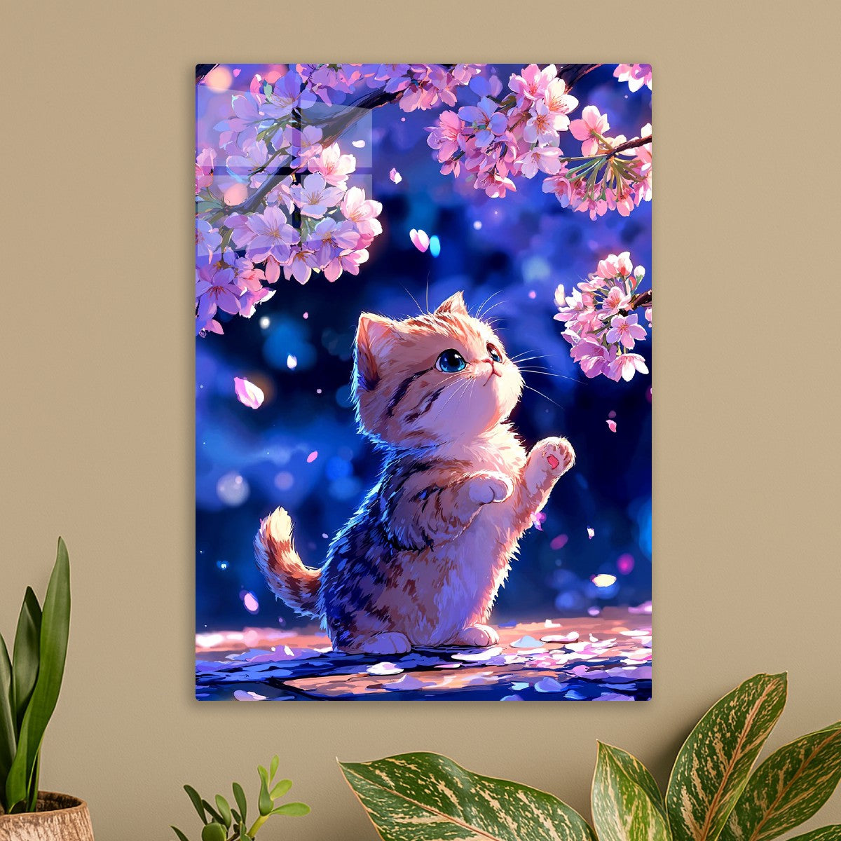 Kitten and the Sakura Blossoms