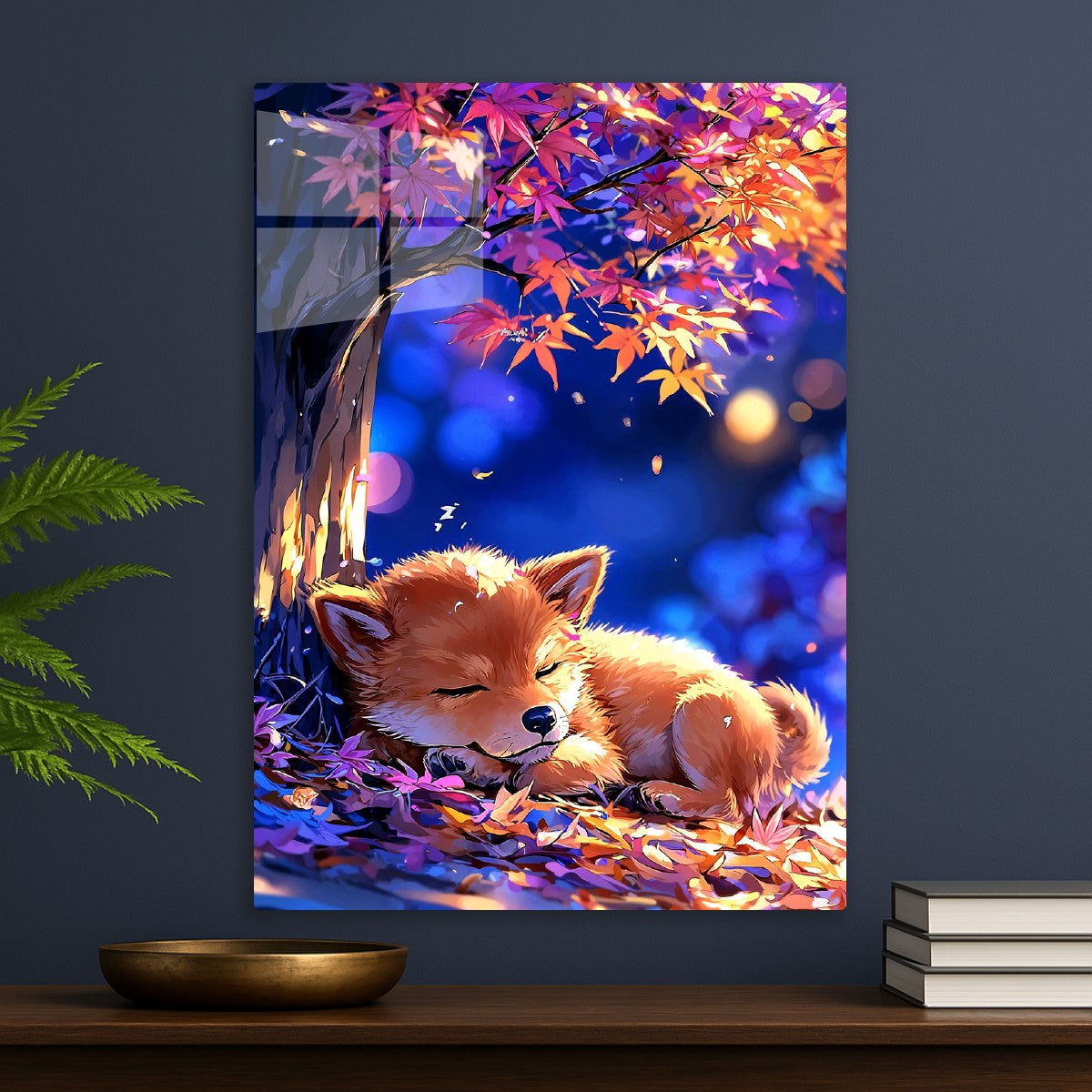 Sleeping Fox Autumn Leaves