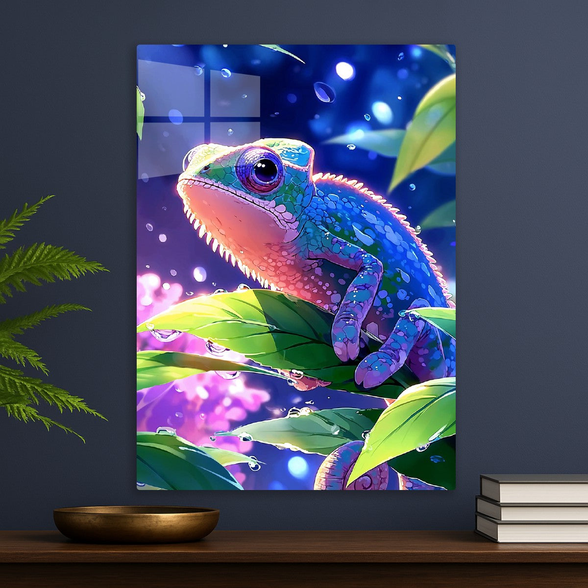 Chameleon Among Sakura Leaves