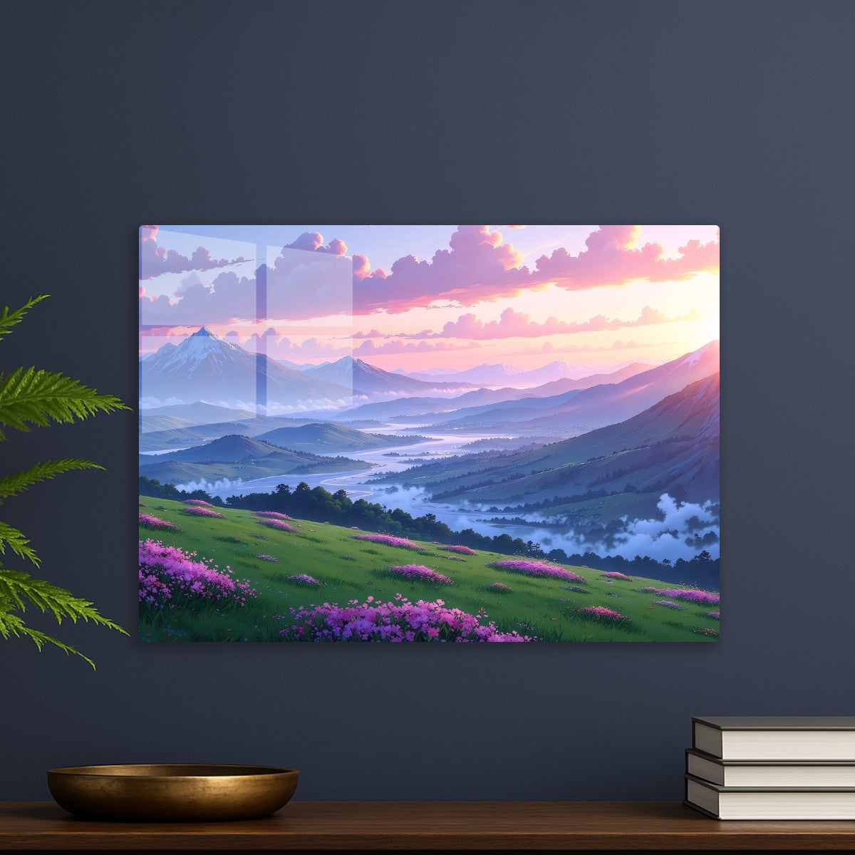 Anime Sunset in the mountains