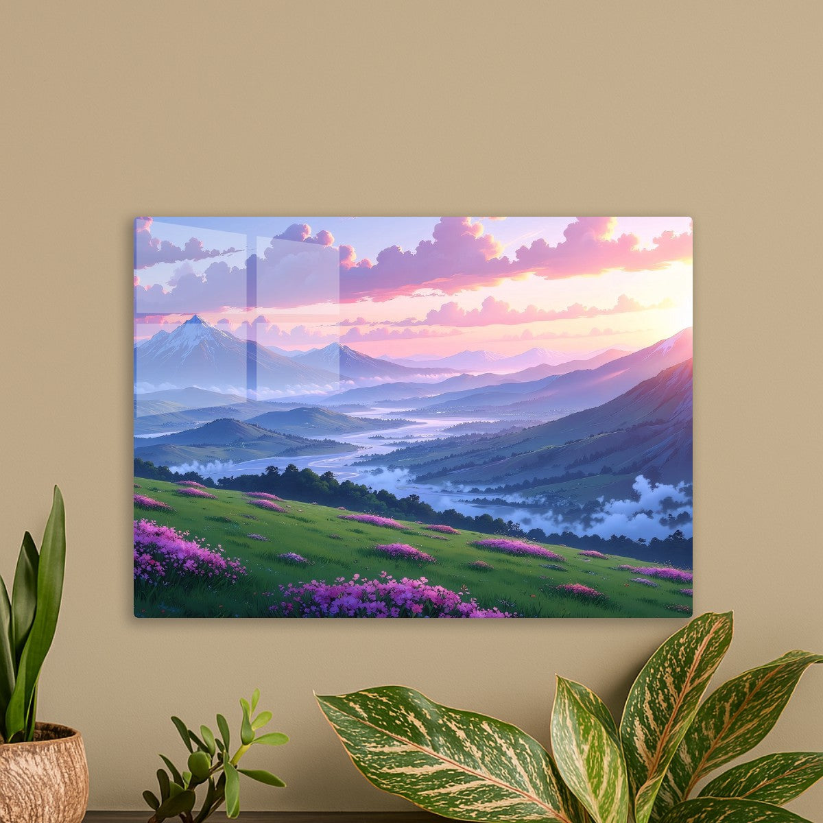 Anime Sunset in the mountains