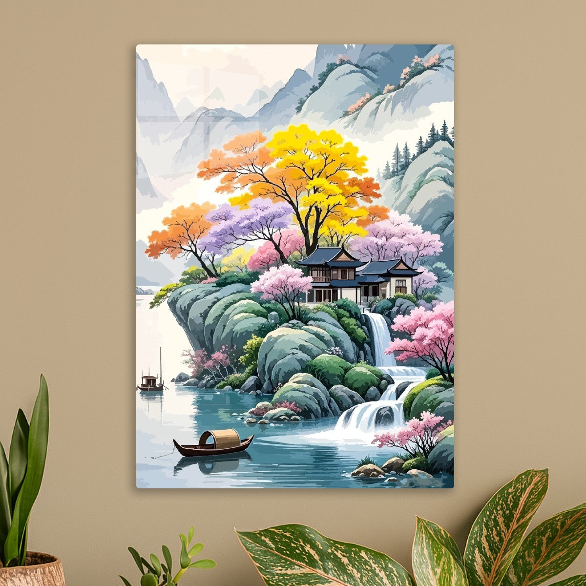 Japanese landscape waterfall