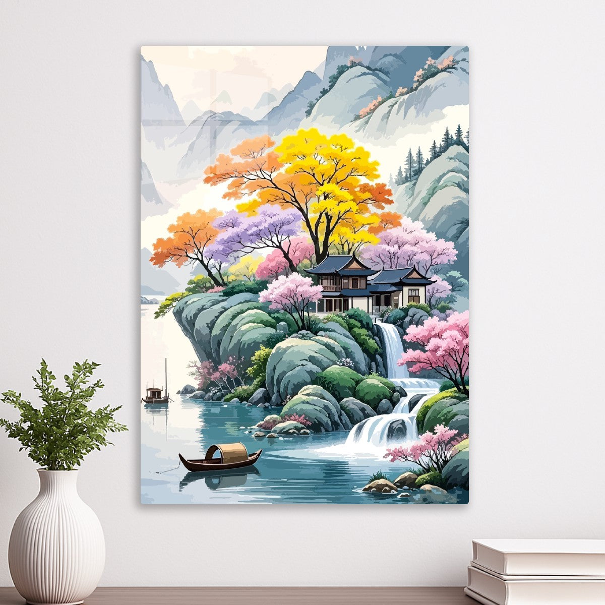 Japanese landscape waterfall
