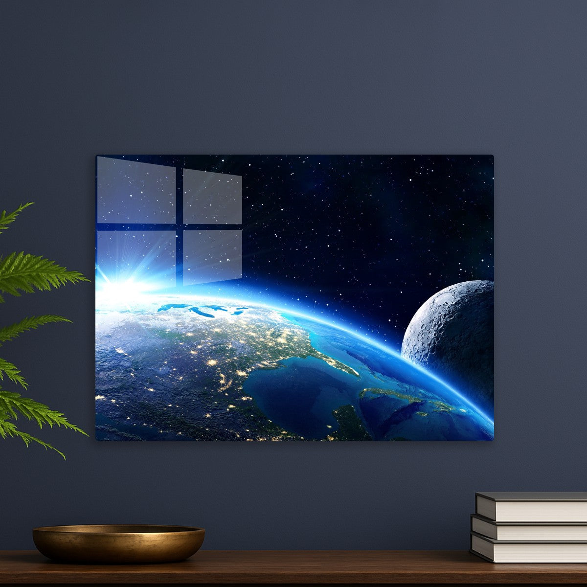 Earth view moon sunlight space
