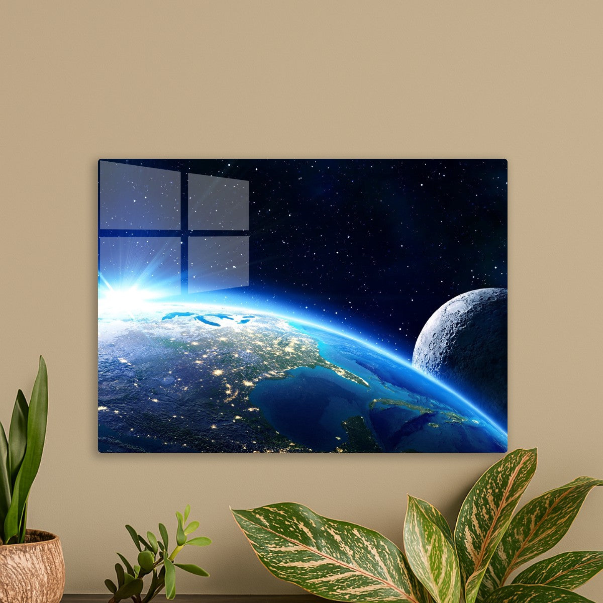 Earth view moon sunlight space