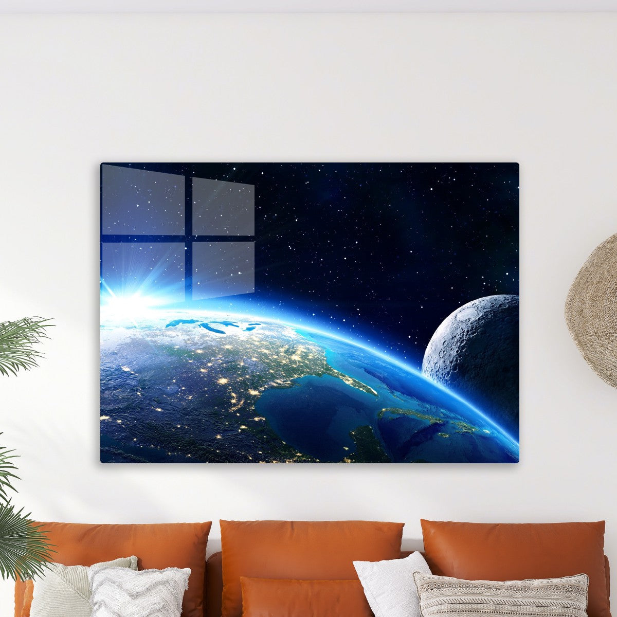 Earth view moon sunlight space