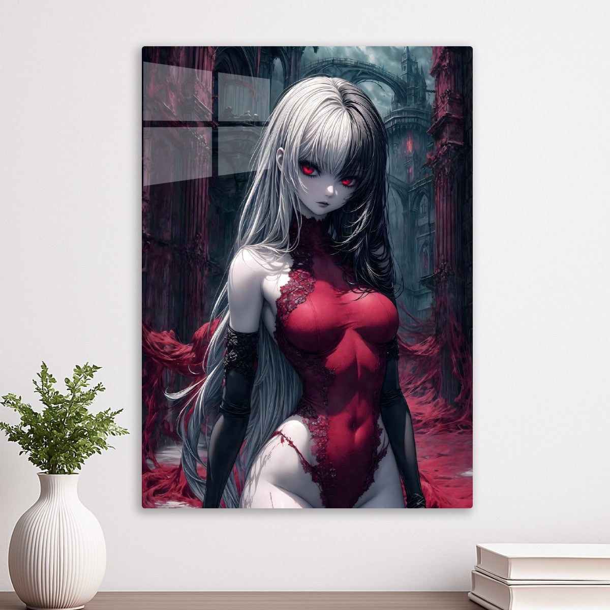 Crimson Elegance in Shadows