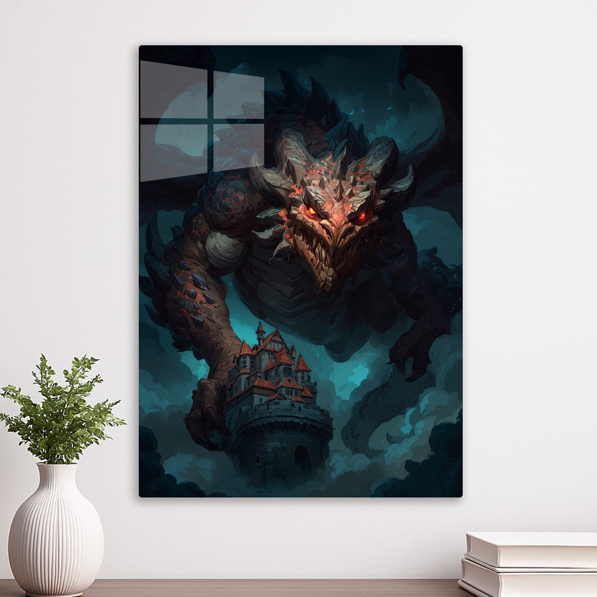 Dreadfire Dragon Above Castle