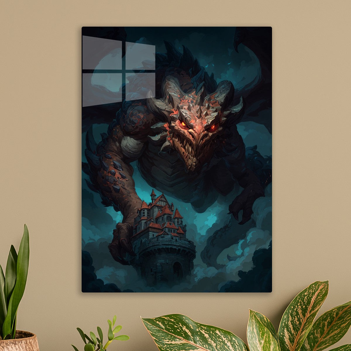 Dreadfire Dragon Above Castle