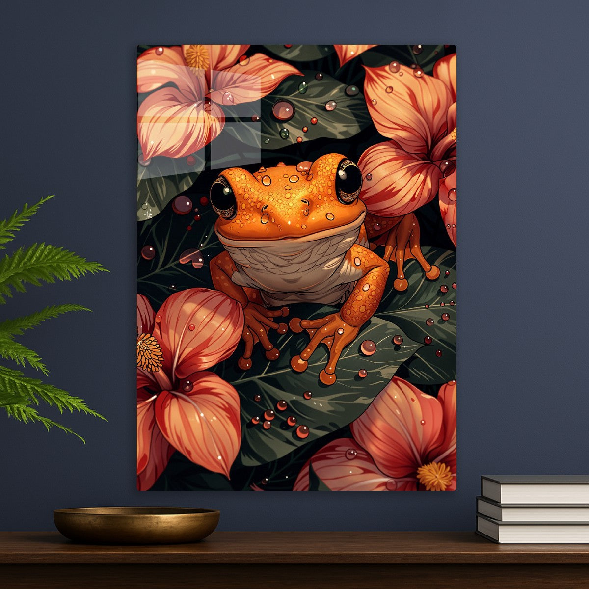 Golden Frog Among Hibiscus