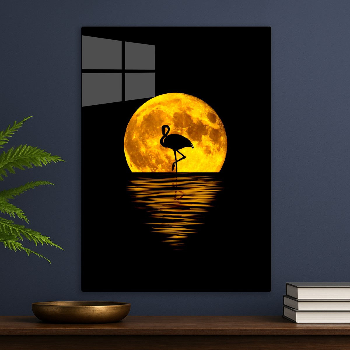 Flamingo moon silhouette