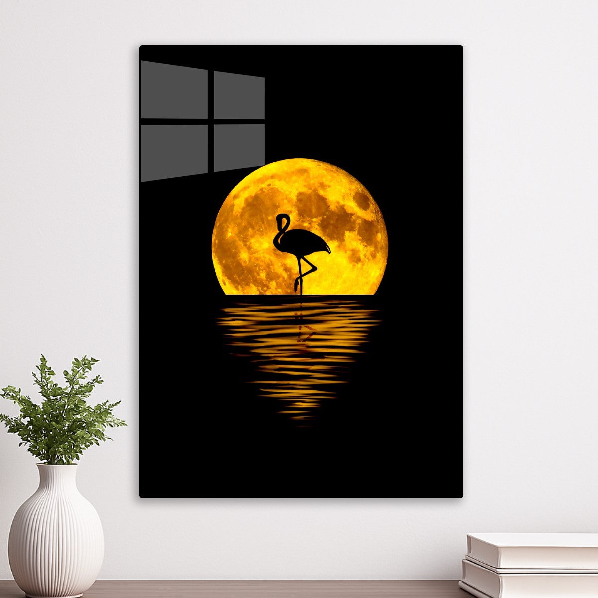 Flamingo moon silhouette
