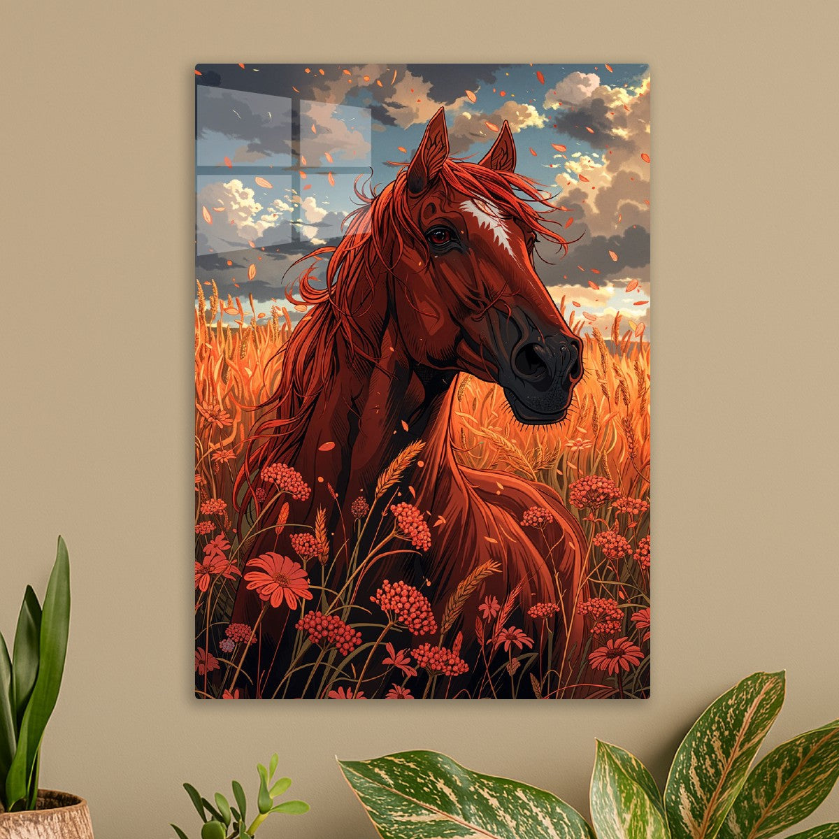 Majestic Horse in Golden Field