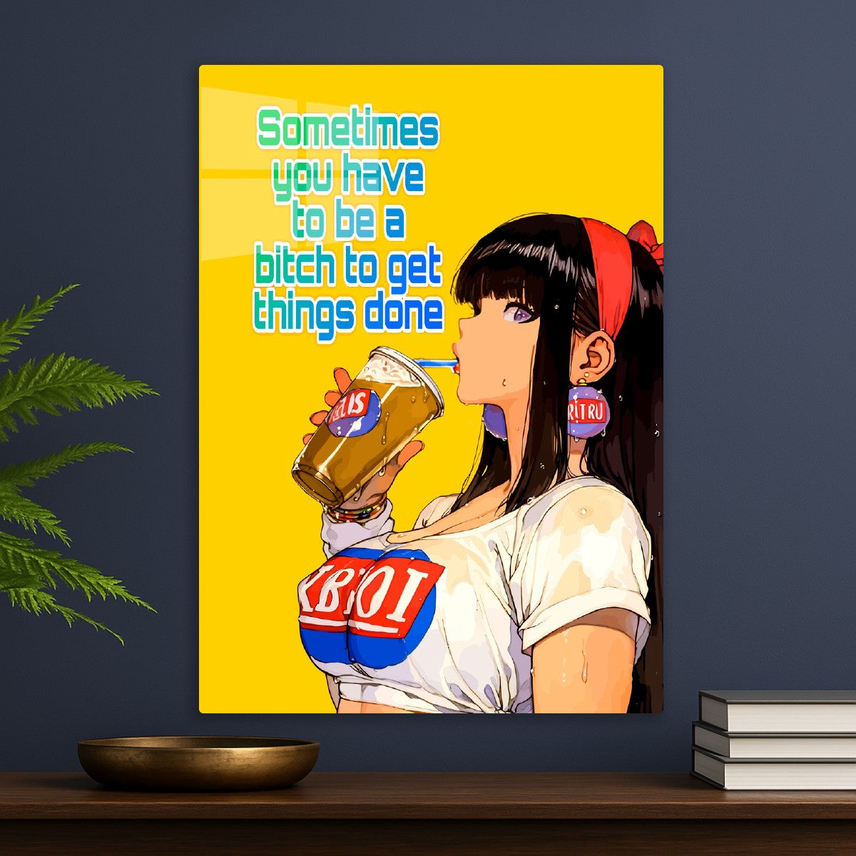 Red hairband girl with a soda drink