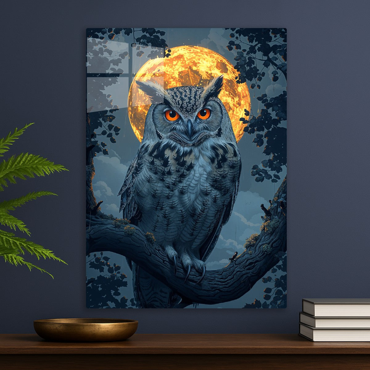 Mystic Owl Under Full Moon