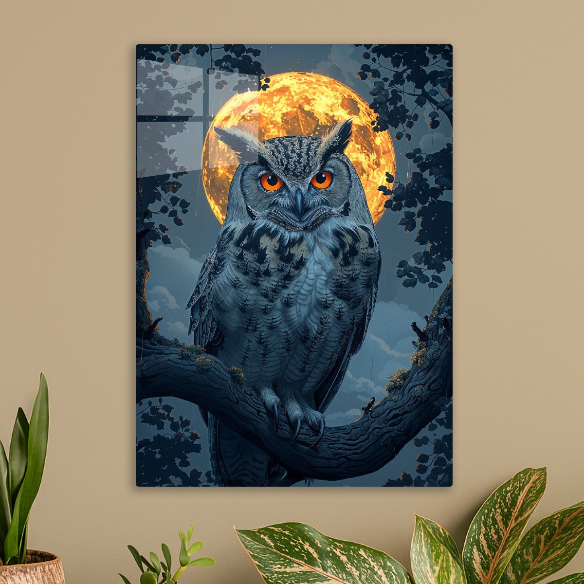 Mystic Owl Under Full Moon