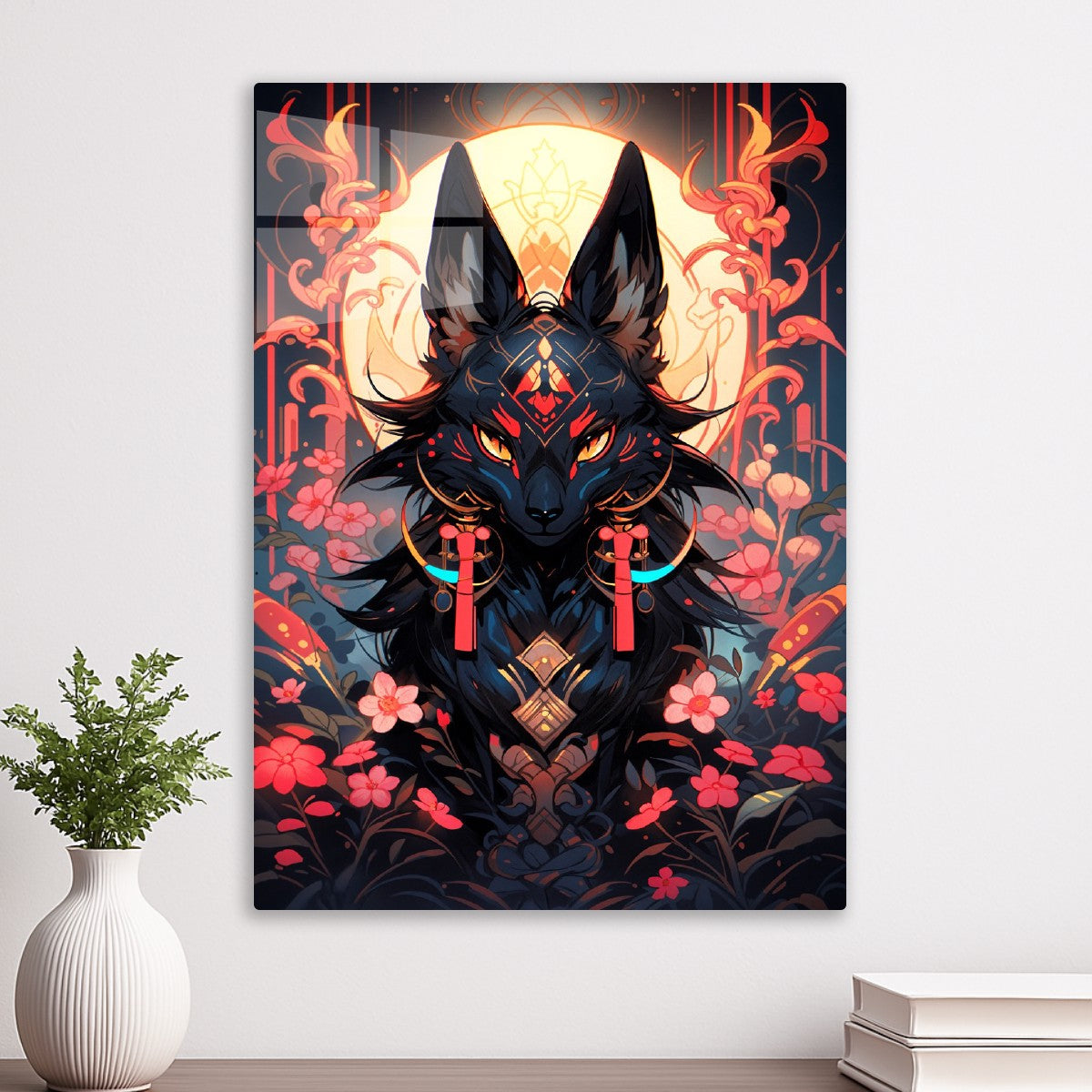 Moonlit Black Fox Spirit