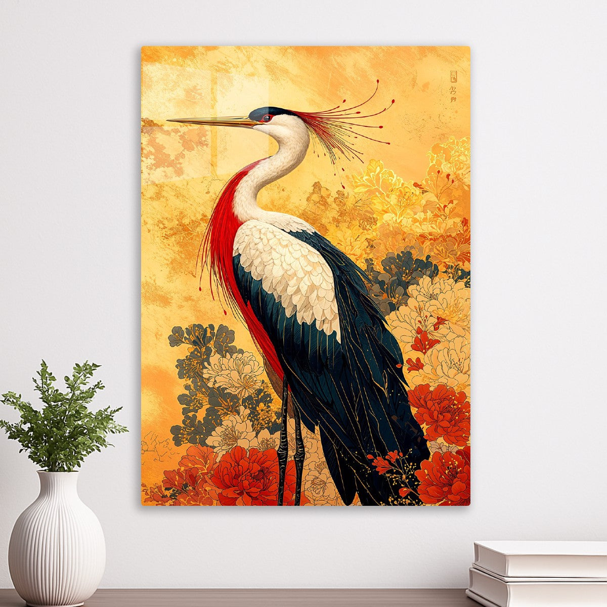 Golden Crane of Eternal Bloom