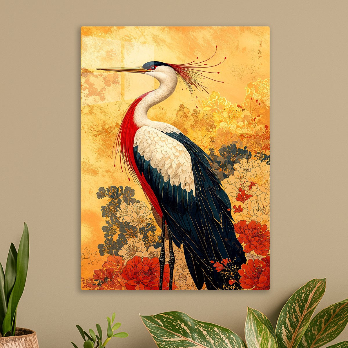 Golden Crane of Eternal Bloom