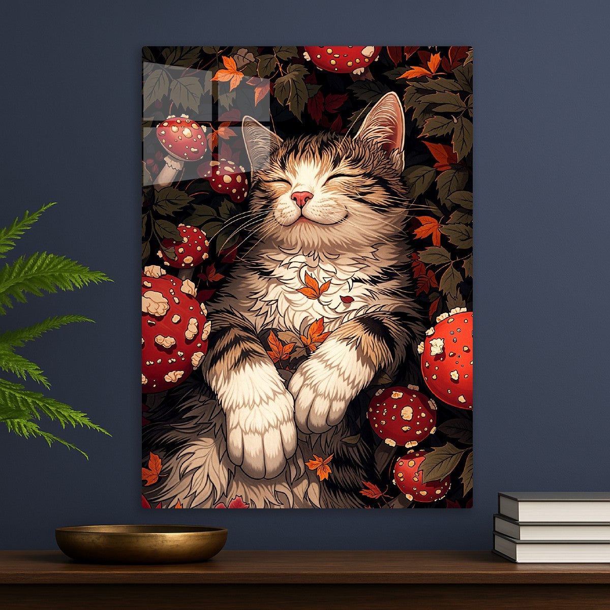 Cat in Mushroom Dreams