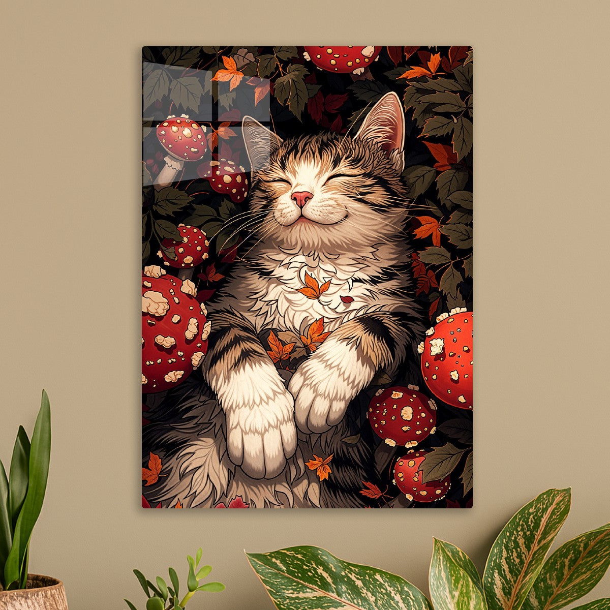 Cat in Mushroom Dreams