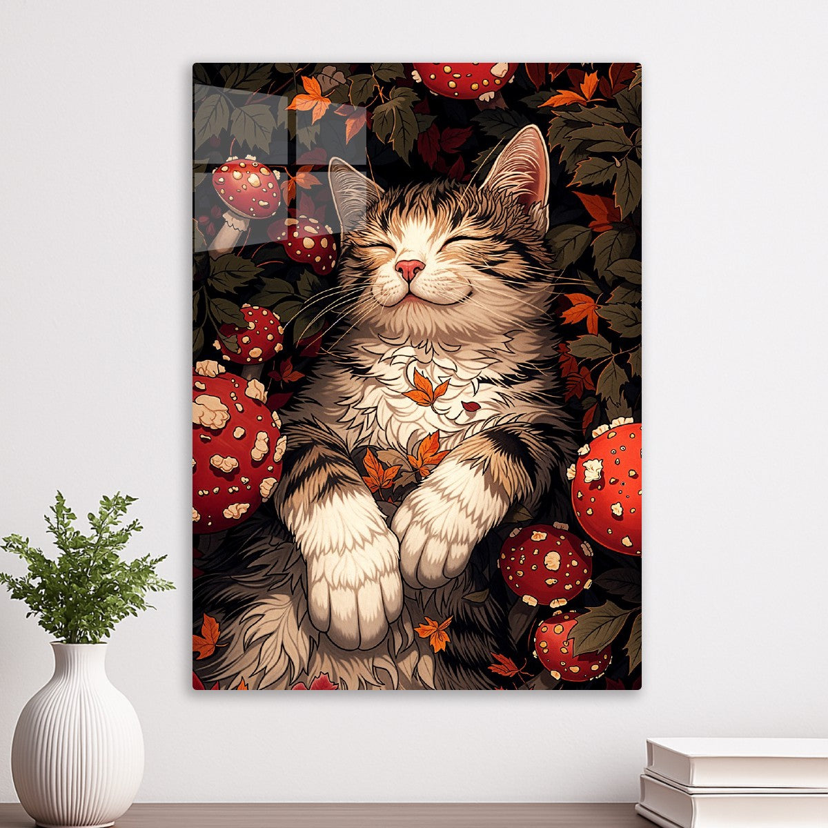 Cat in Mushroom Dreams