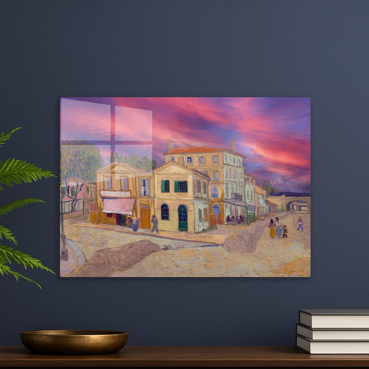 The yellow house sunset