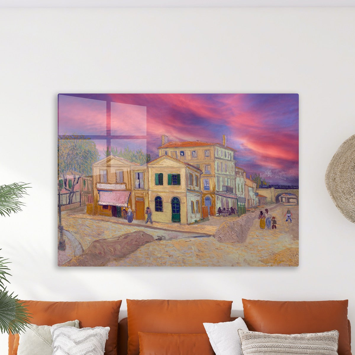The yellow house sunset