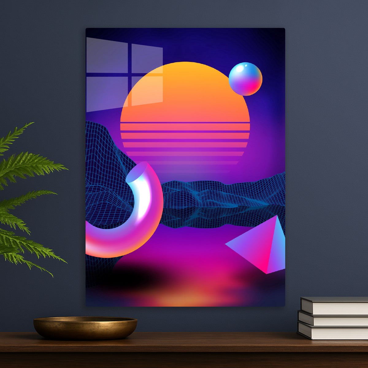 Neon sunset, geometric figures