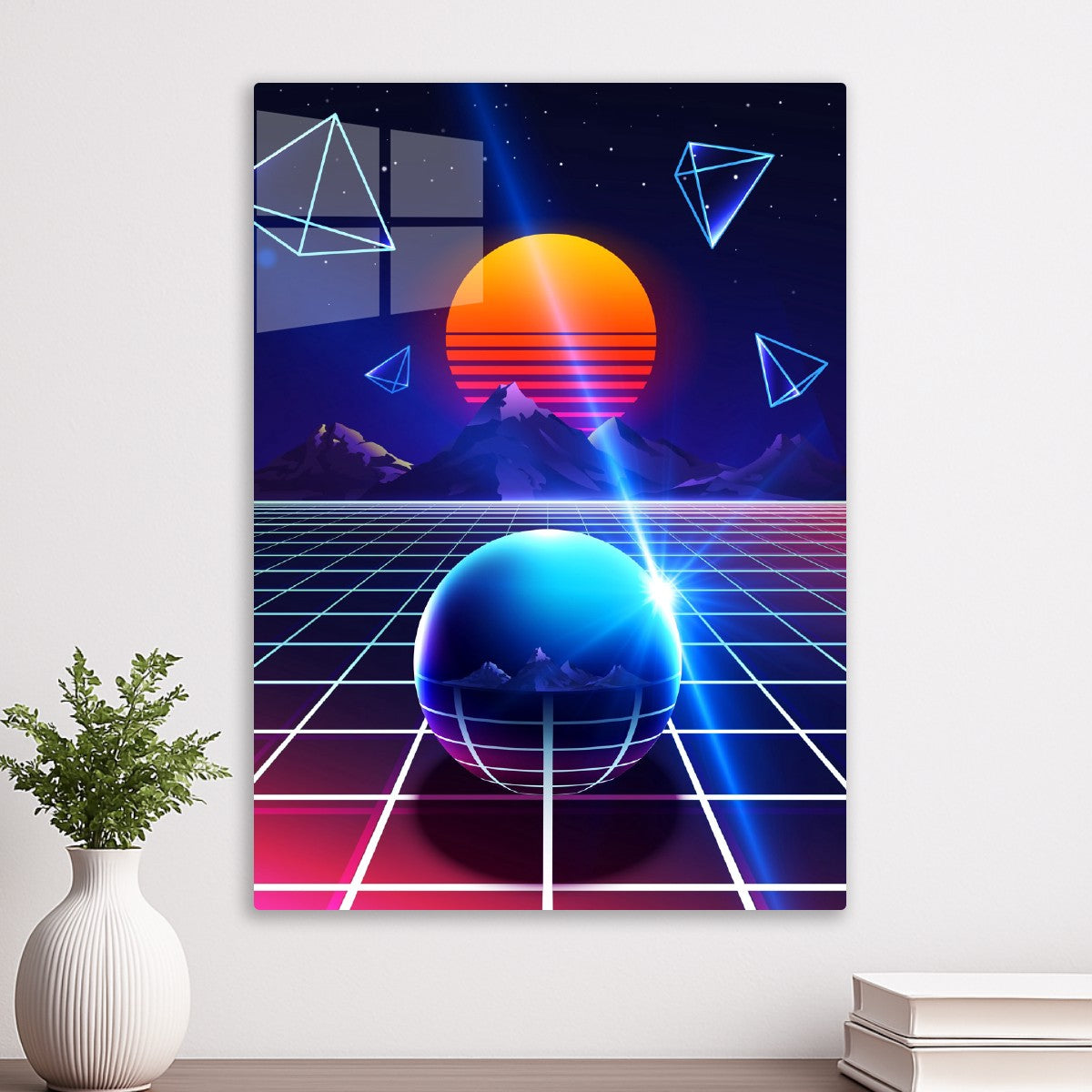 Neon sunset, mountains