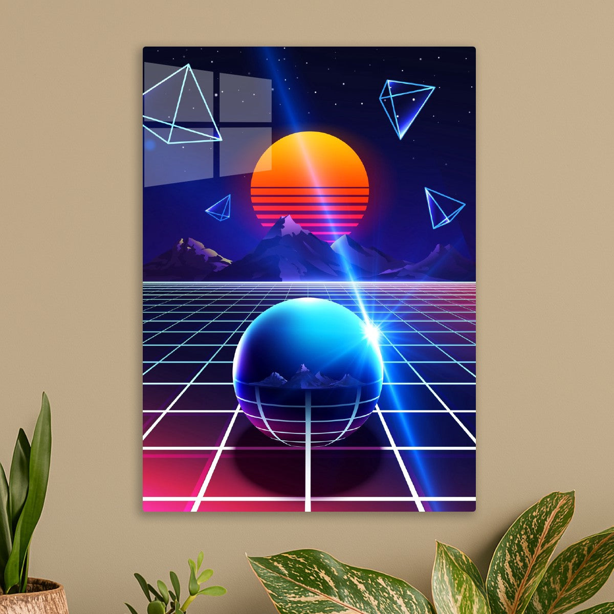 Neon sunset, mountains