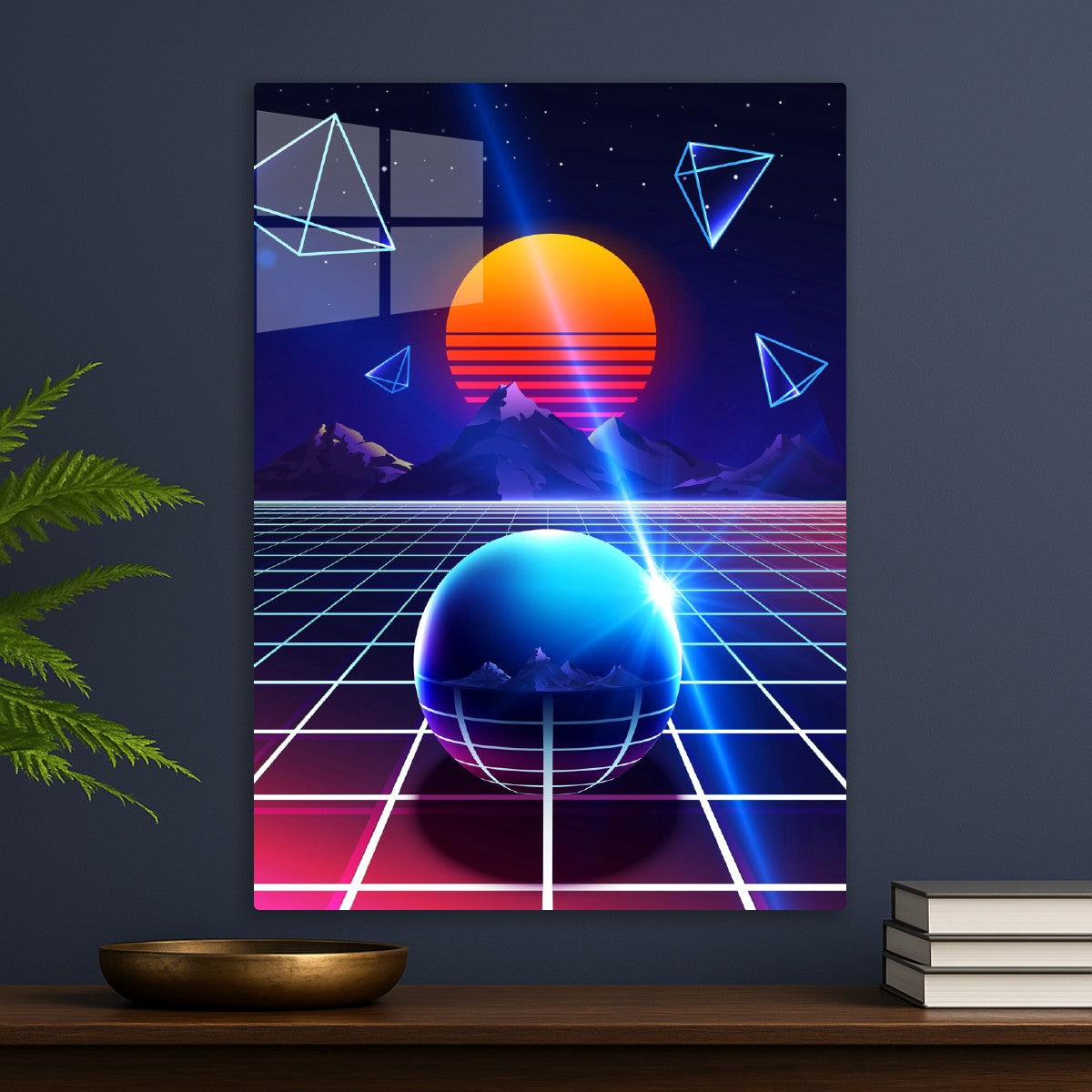 Neon sunset, mountains
