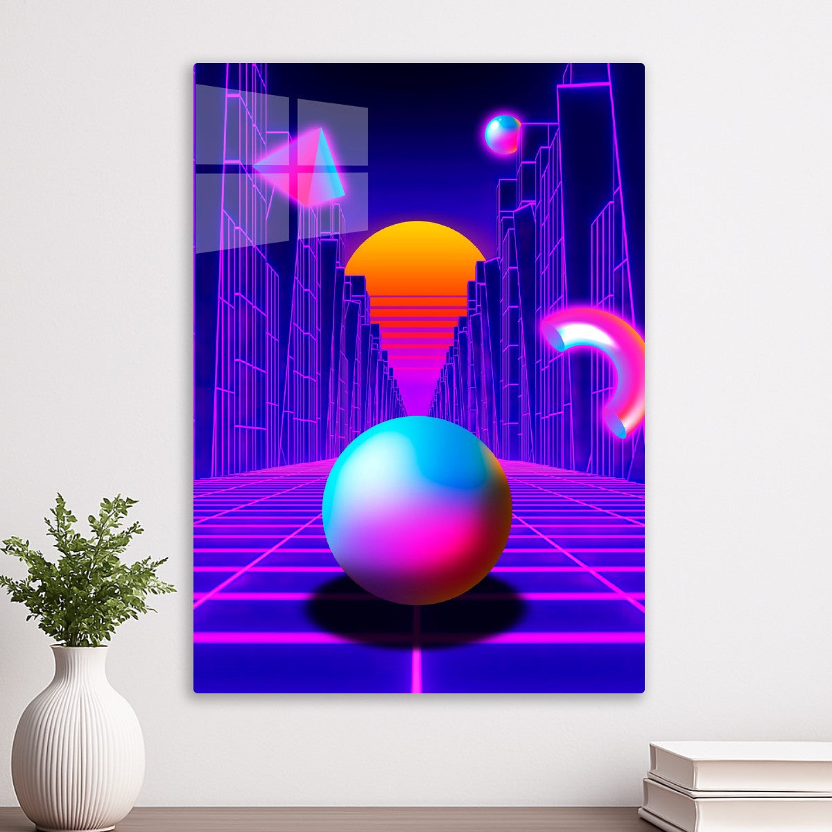 Neon sunset, trench and sphere