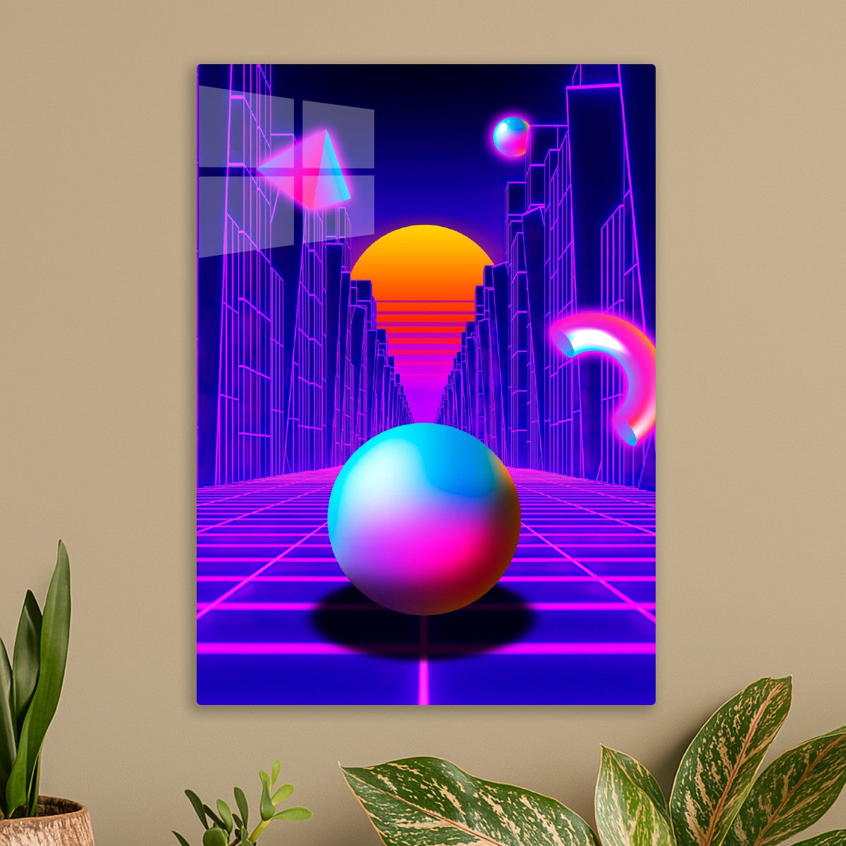 Neon sunset, trench and sphere