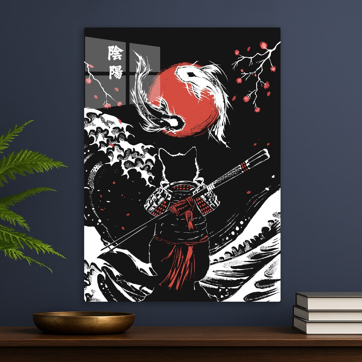 Samurai Cat and Koi Fish