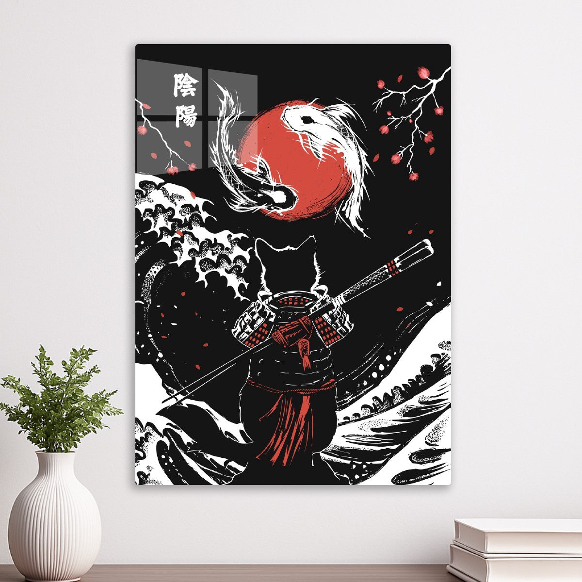 Samurai Cat and Koi Fish
