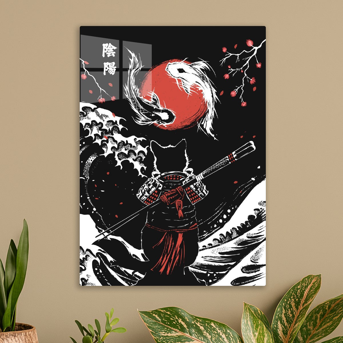 Samurai Cat and Koi Fish