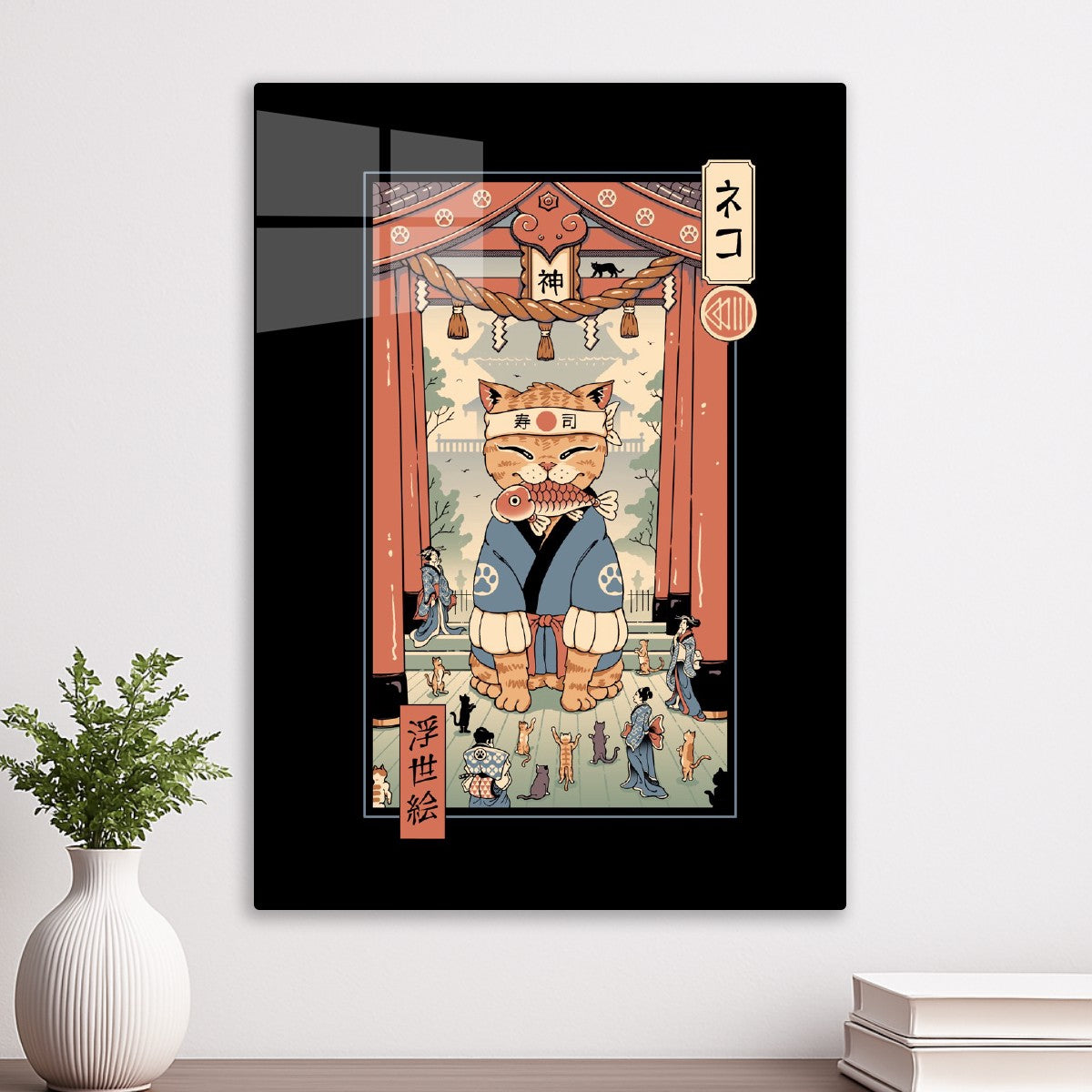 Samurai Lucky Cat Ukiyo-e 