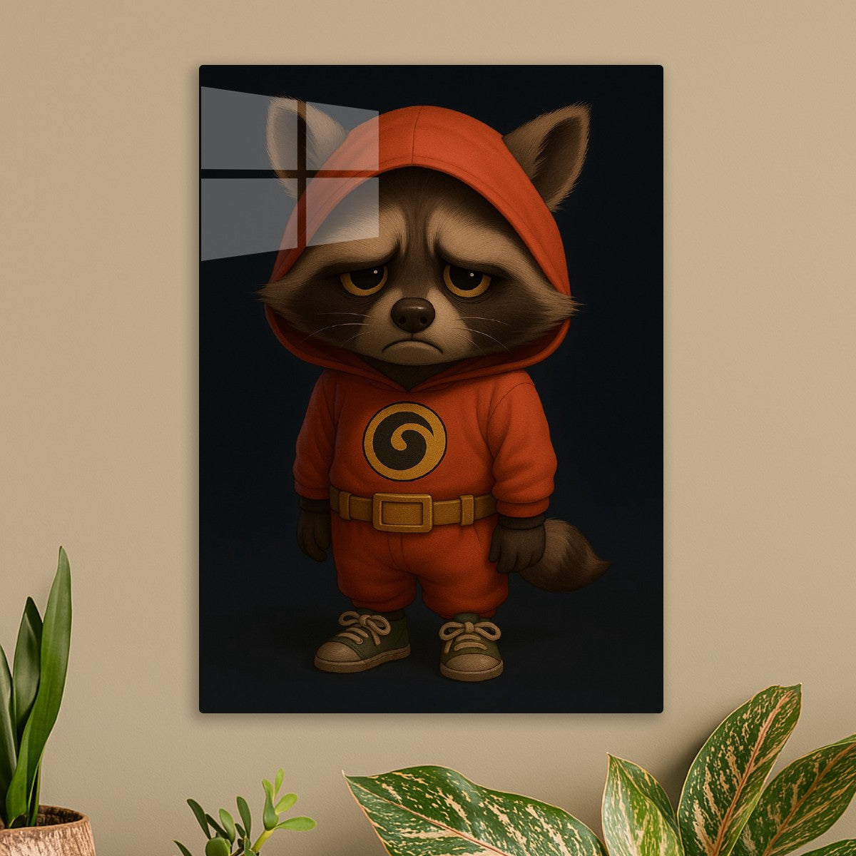 Raccoon in hoodie