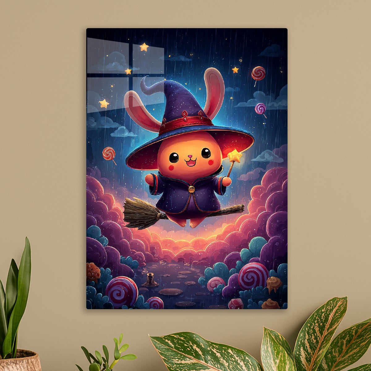 Cute Witch Bunny Flying