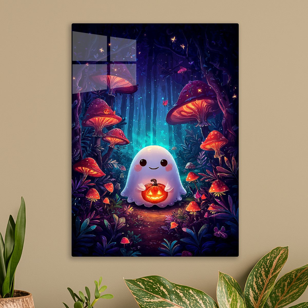 Ghost with Pumpkin Glow