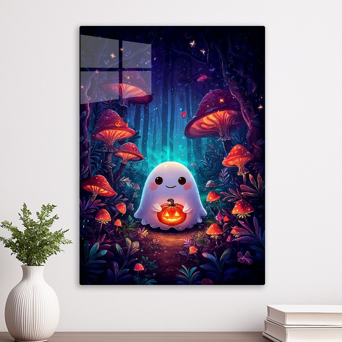 Ghost with Pumpkin Glow