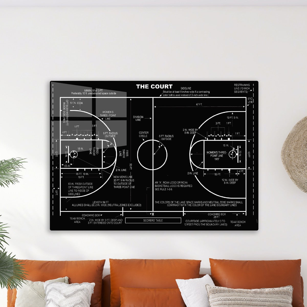 Detailed Basketball Court Art