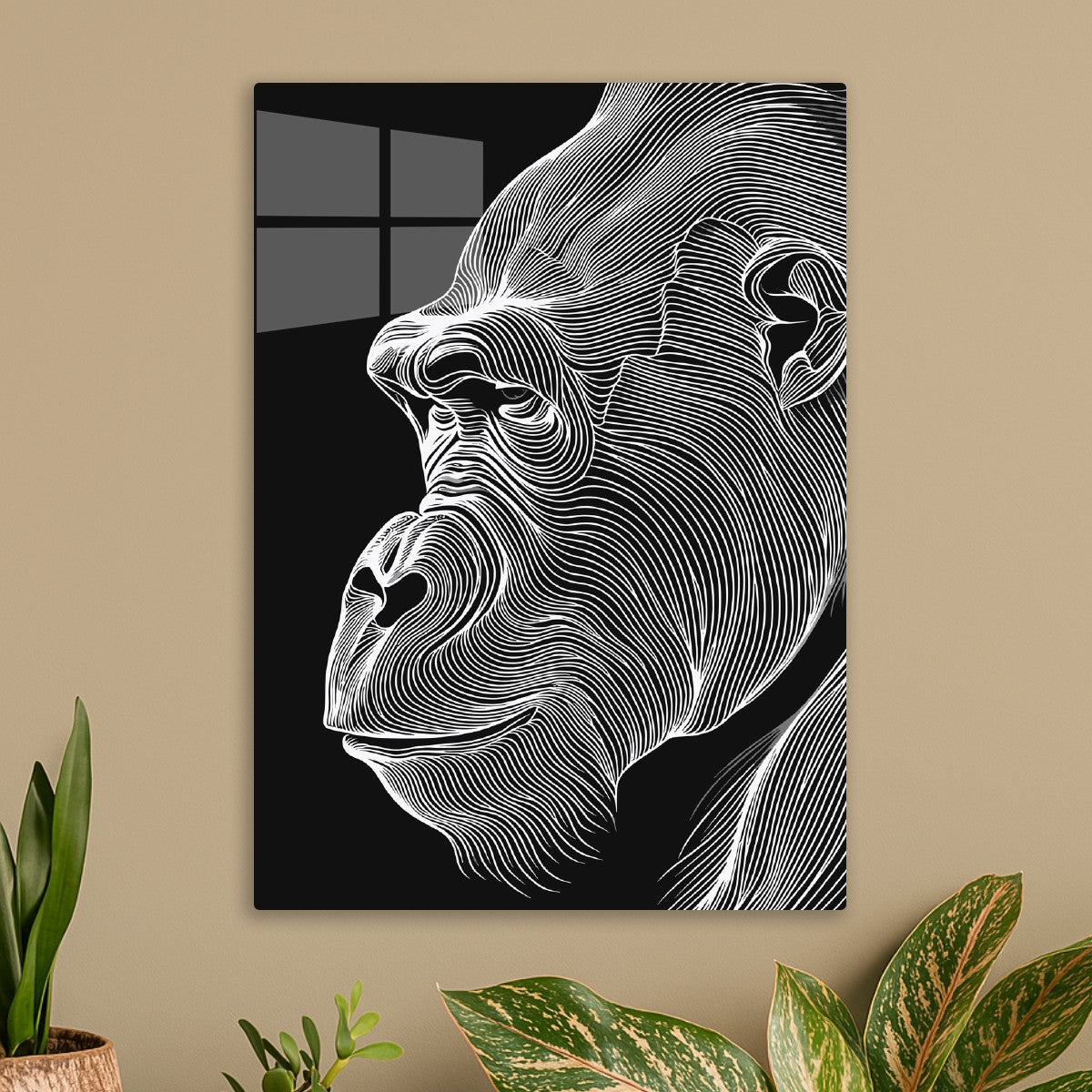 Gorilla in Line Art Profile