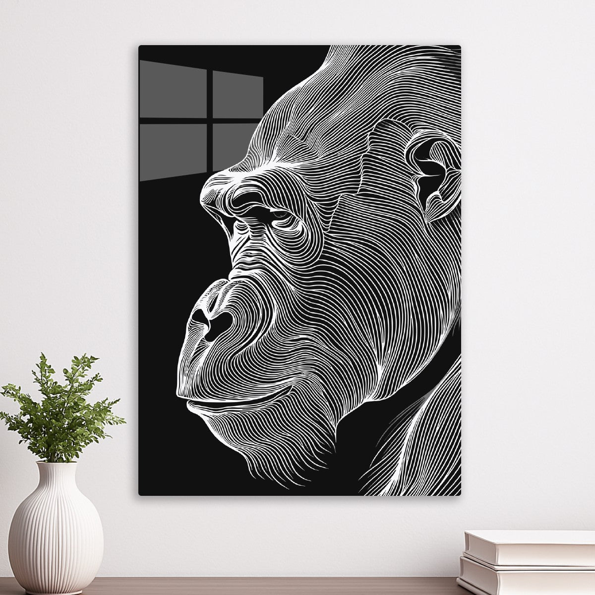 Gorilla in Line Art Profile