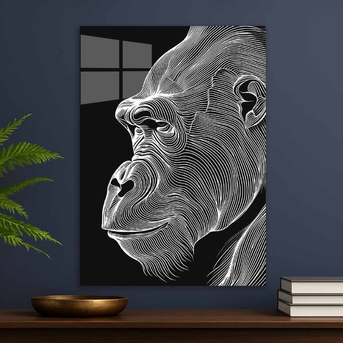 Gorilla in Line Art Profile