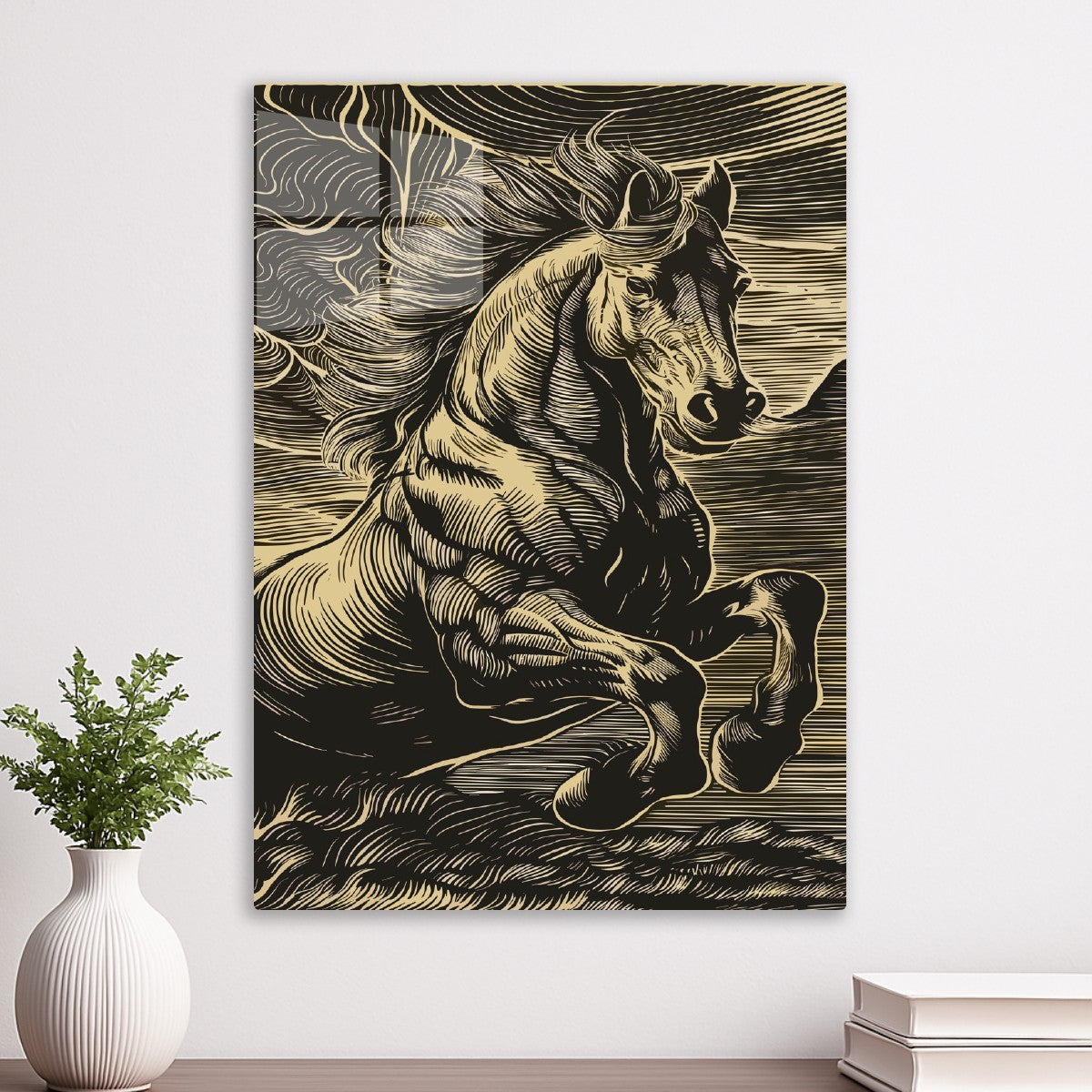 Galloping Horse Etching Style