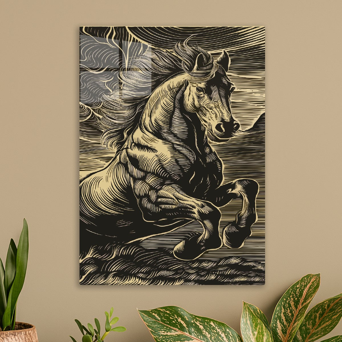 Galloping Horse Etching Style